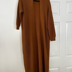 Long Brown Knit Cardigan